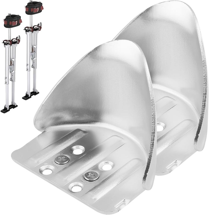 QKDS 2 Pack Drywall Stilts Heel Bracket Replacement Kits, Stilt Heel Bracket Replacement Kit Aluminum Adjustable Part for Painting(Silver) - Image 2